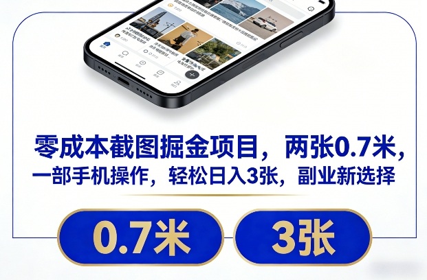 零成本截图掘金项目,两张0.7米,一部手机操作,轻松日入3张,副业新选择【揭秘】-灵感工坊云网创