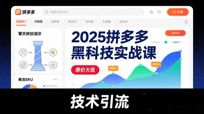 2025拼多多黑科技实战课,擎天柱玩法、爆流SKU、原价大促,技术引流,单店日销轻松破千单-灵感工坊云网创