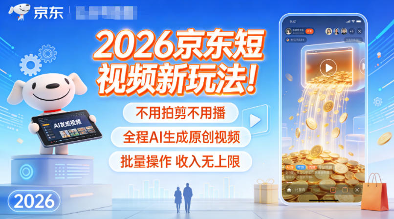 2026京东短视频新玩法!不用拍剪不用播,全程AI生成原创视频,批量操作收入无上限-灵感工坊云网创