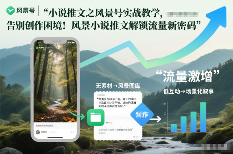 小说推文之风景号实战教学,告别创作困境!风景小说推文解锁流量新密码
