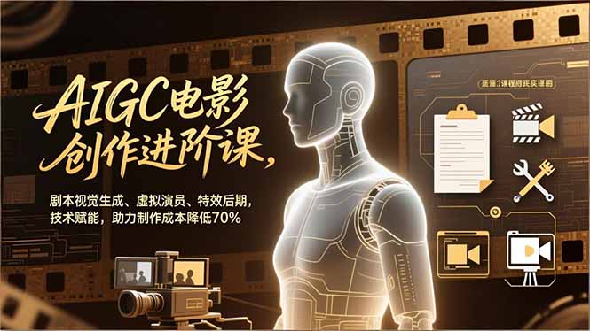 AIGC电影创作进阶课,剧本视觉生成、虚拟演员、特效后期,技术赋能,助力制作成本降低70%-灵感工坊云网创