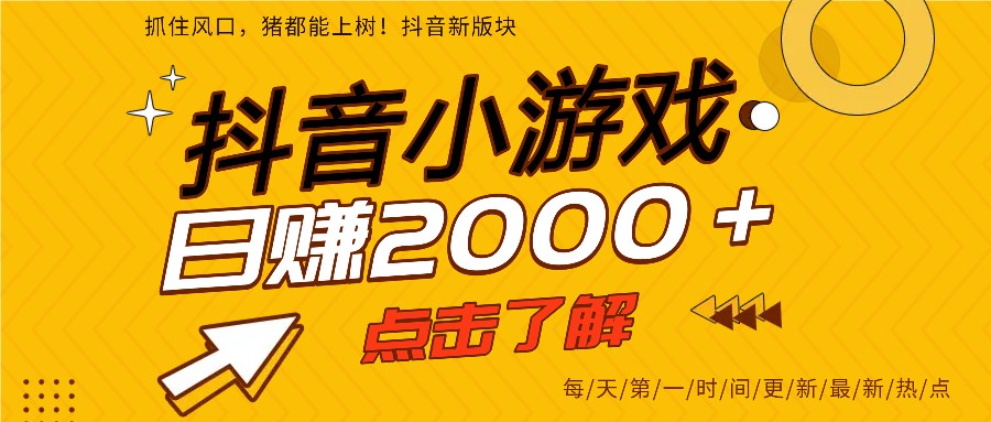 5年爆火的抖音小游戏项目,一部手机日入2000+-灵感工坊云网创