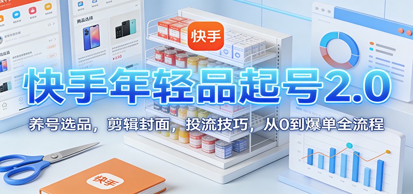 快手年轻品起号2.0：养号选品，剪辑封面，投流技巧，从0到爆单全流程-灵感工坊云网创