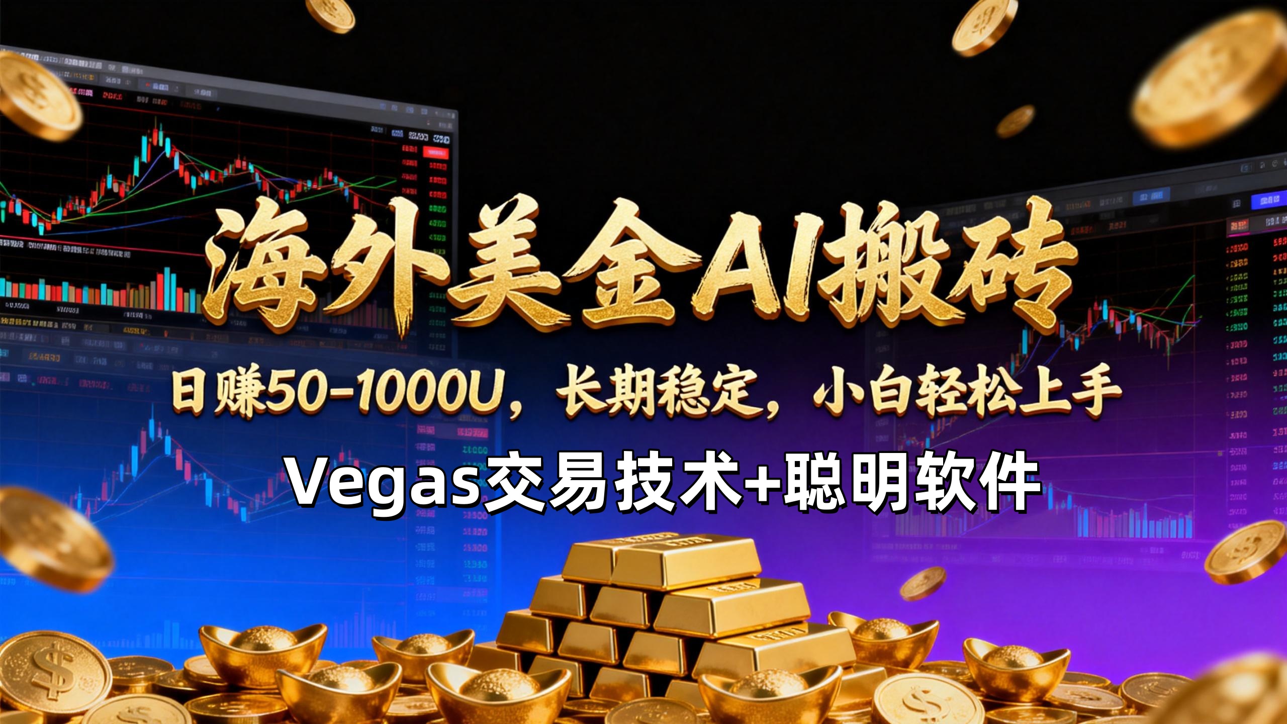 【海外美金AI搬砖】Vegas交易技术+聪明软件,日赚50-1000U,长期稳定,小白轻松上手。-灵感工坊云网创