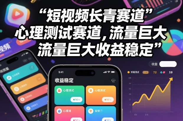 短视频长青赛道,心里测试赛道,流量巨大,收益稳定-灵感工坊云网创