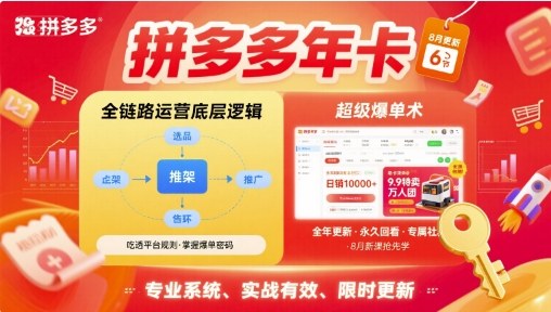 拼多多年卡,拼多多全链路运营底层逻辑,超级爆单术【更新12月】-灵感工坊云网创