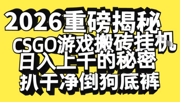 2026开年重磅解密,CSGO游戏搬砖挂G日入1k+的秘密,把倒狗的底裤扒干【揭秘】-灵感工坊云网创