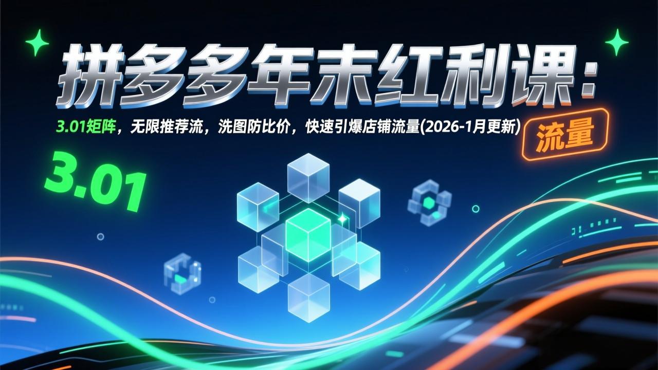 拼多多年末红利课：3.01矩阵，无限推荐流，洗图防比价，快速引爆店铺流量(2026-1月更新-灵感工坊云网创
