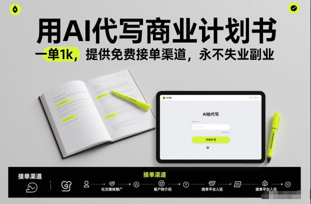 用AI代写商业计划书,一单1k,提供免费接单渠道,永不失业副业-灵感工坊云网创