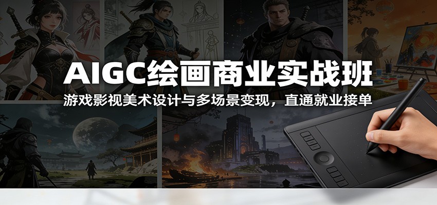 AIGC绘画商业实战班:游戏影视美术设计与多场景变现,直通就业接单-灵感工坊云网创