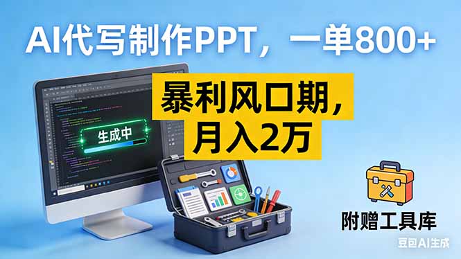 AI代写制作PPT,一单800+, 暴利风口期,月入2万【附工具】-灵感工坊云网创
