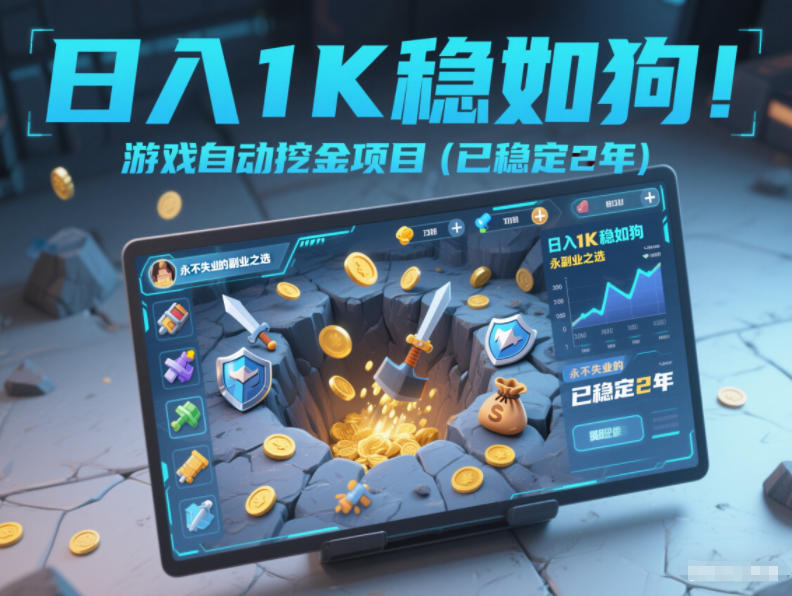 日入1K稳如狗!游戏自动挖金项目(已稳定2年),永不失业的副业之选【揭秘】-灵感工坊云网创