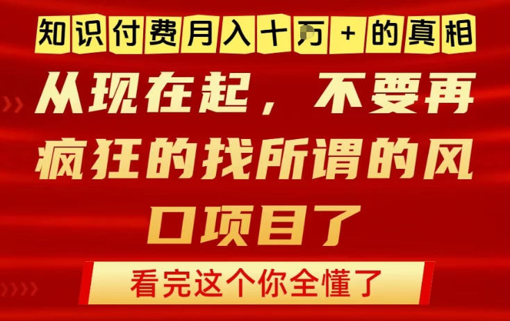 知识付费月入10个W的真相,做网创项目这一个就够了,不要再疯狂的找所谓的风口项目【揭秘】-灵感工坊云网创